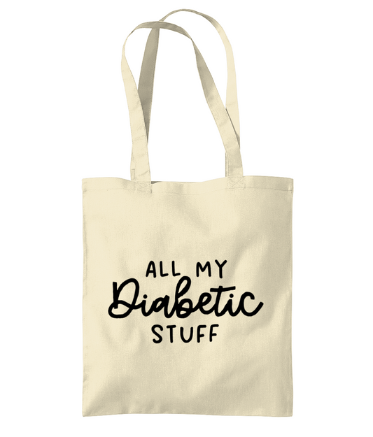 All My Diabetic Stuff Black Tote Bag