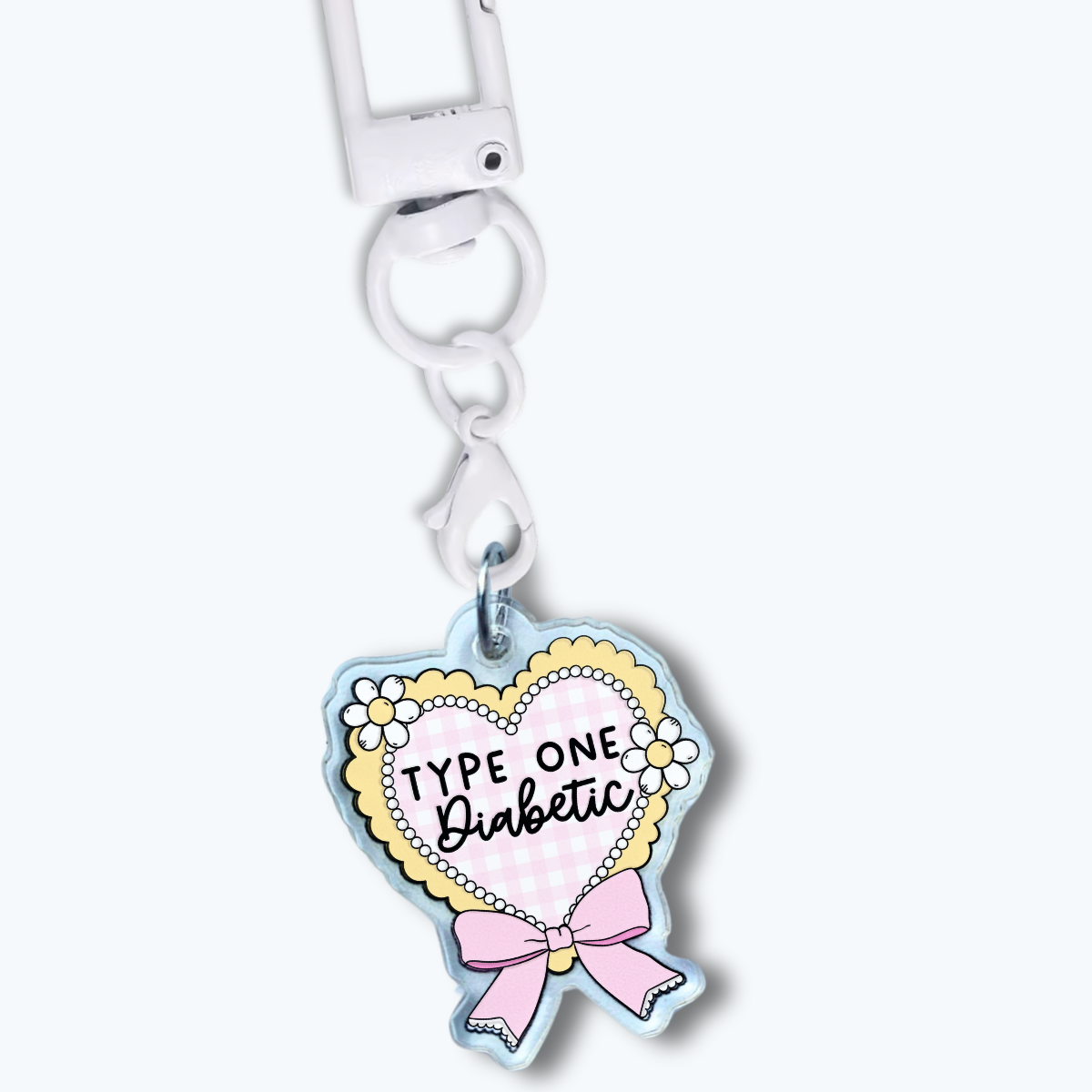 T1D Gingham Heart Charm