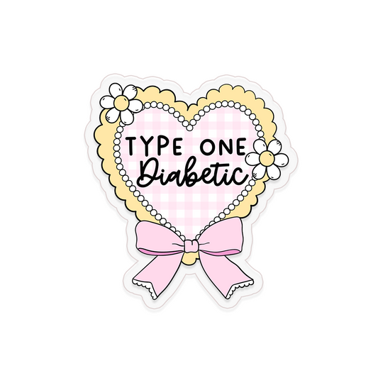 T1D Gingham Heart Clear Sticker