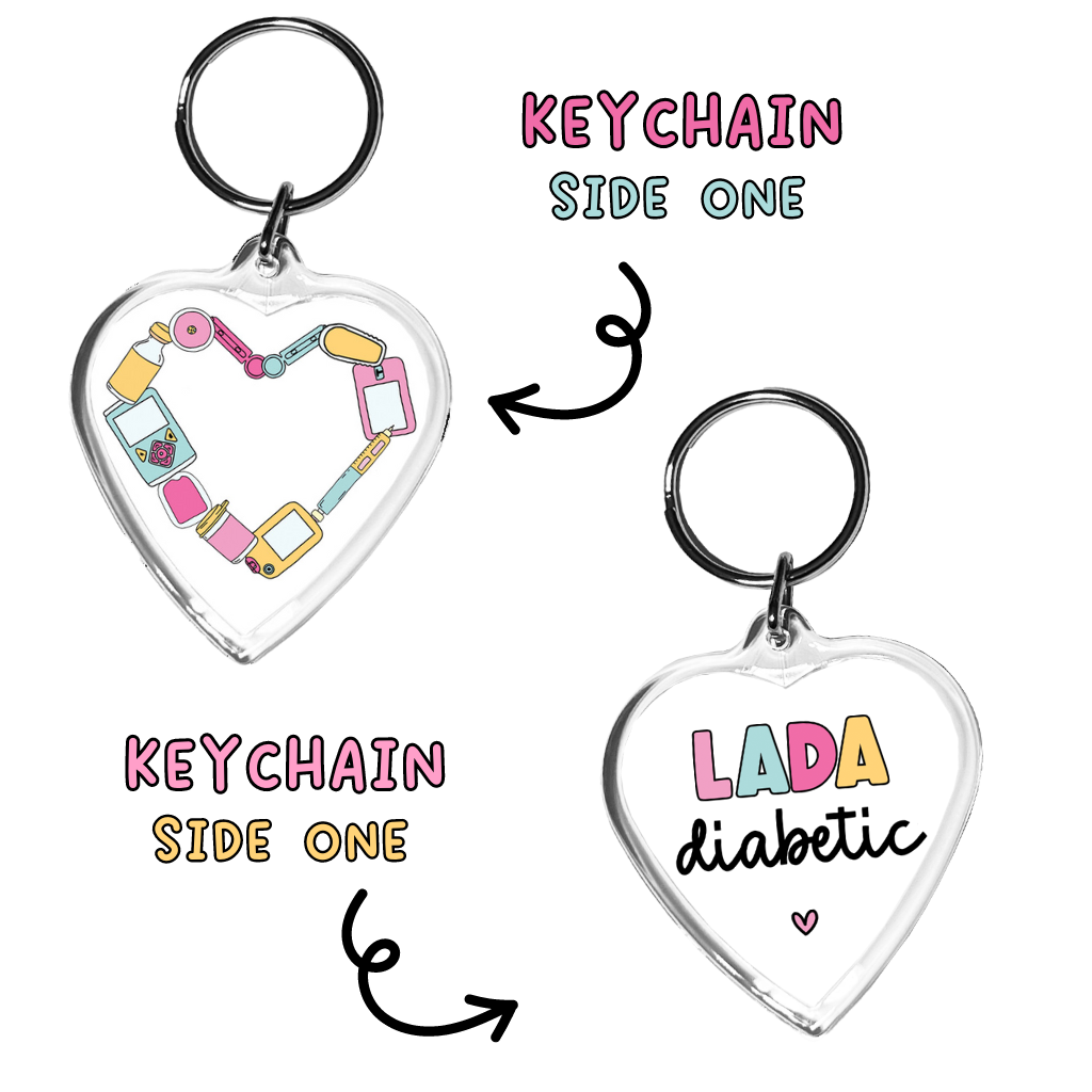 Insulin Dependent Mini Heart Medical Alert Keychain