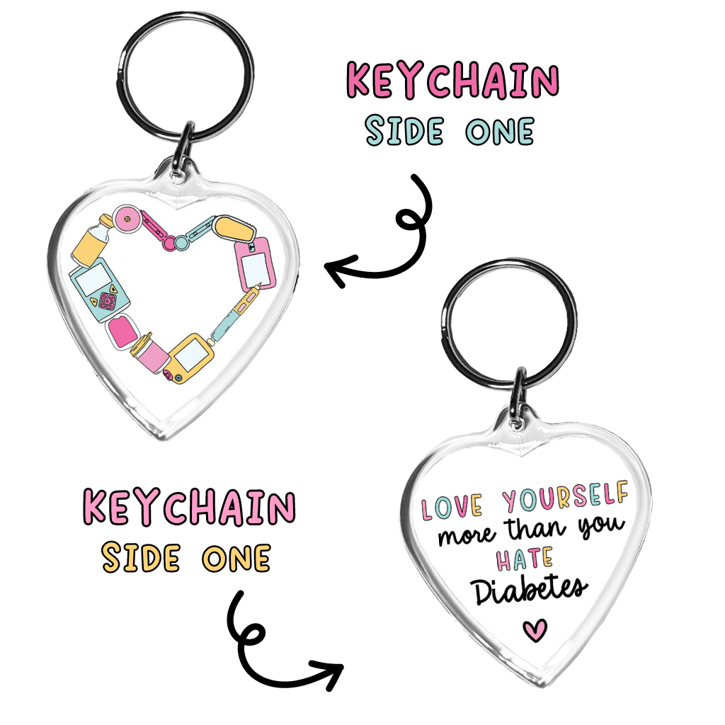 Love Yourself Diabetic Mini Heart Keychain