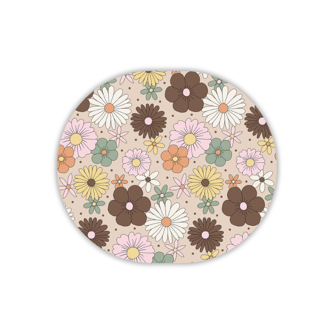 Mocha Retro Flowers Device Patches