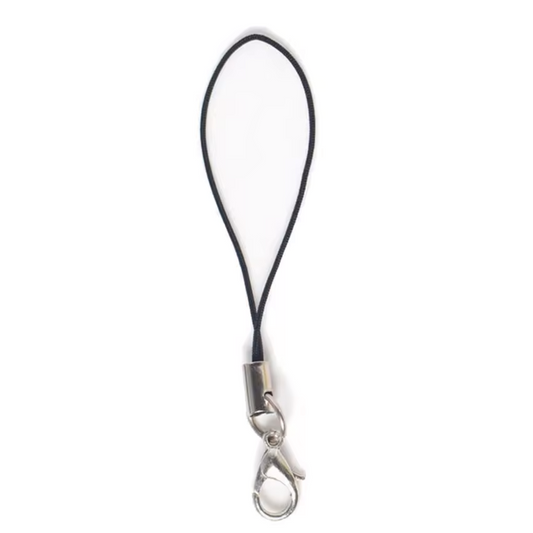 Black Mobile Phone Strap - Charm Attachments