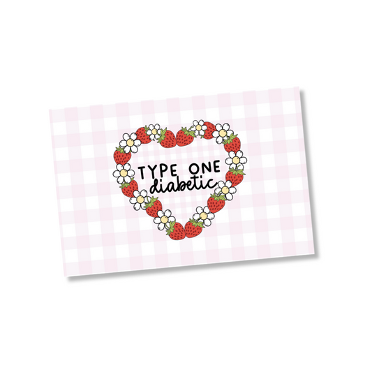 T1D Strawberry Heart Medical Alert Card