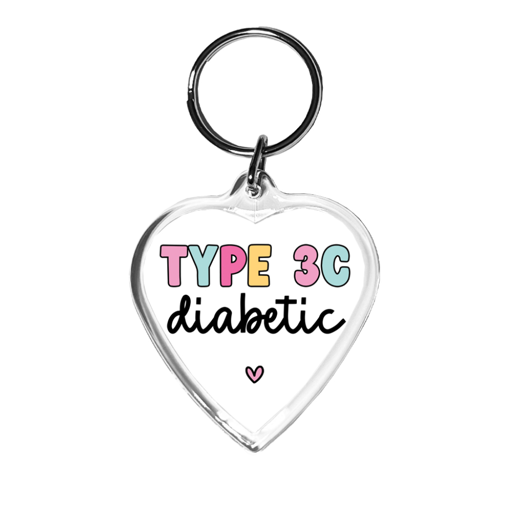 Type 3c Diabetic Heart Keychain