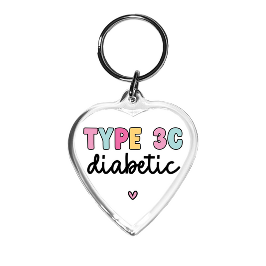 Type 3c Diabetic Heart Keychain