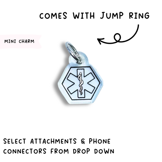 Mini Clear Medical Alert Charm