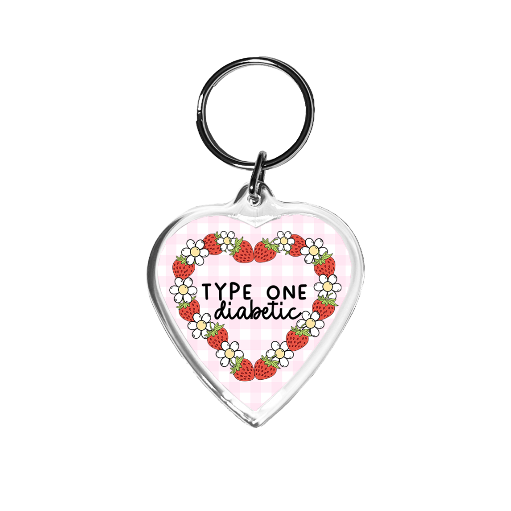 T1D Strawberry Heart Keychain