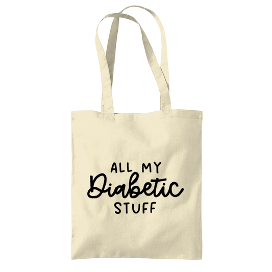 All My Diabetic Stuff Black Tote Bag