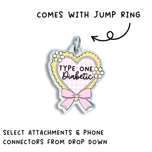 T1D Gingham Heart Charm