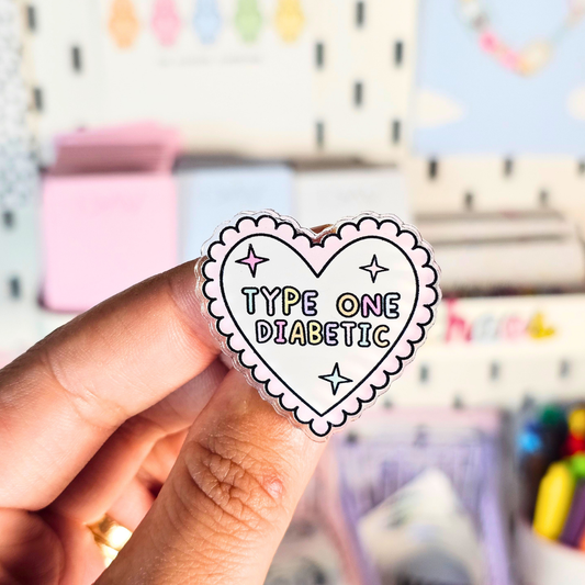Type One Diabetic Heart Pin Badge