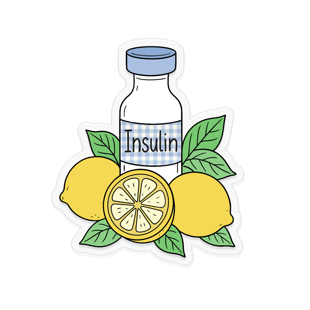Lemon Insulin Vial Clear Sticker