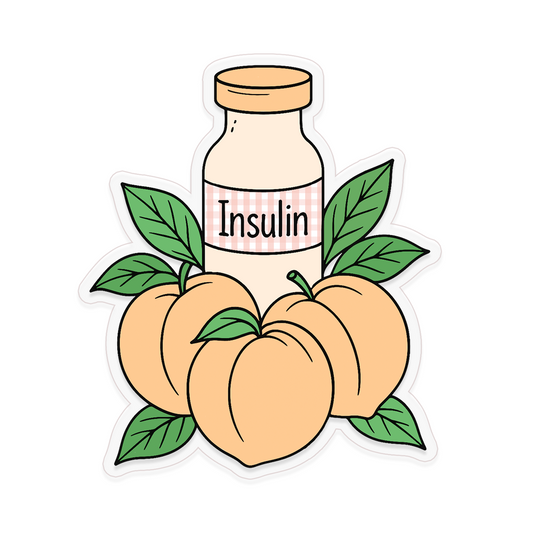 Peach Insulin Vial Clear Sticker