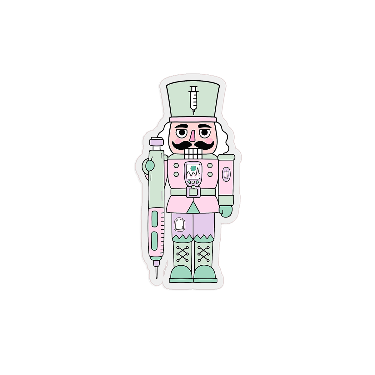 Pink & Mint Nutcracker Clear Sticker