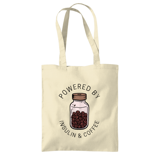 Powered By Insulin & Coffee Tote Bag