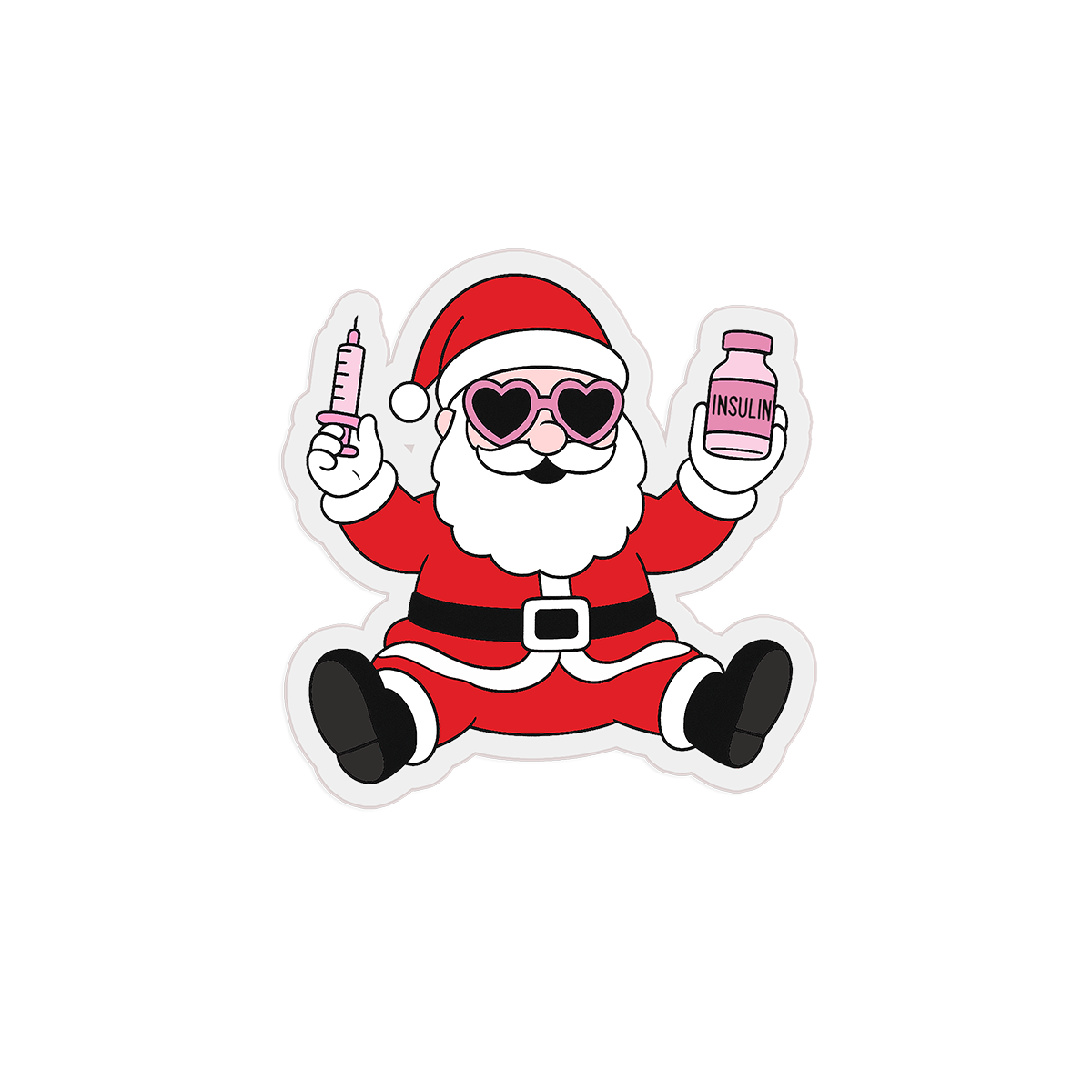 Insulin Santa Clear Sticker