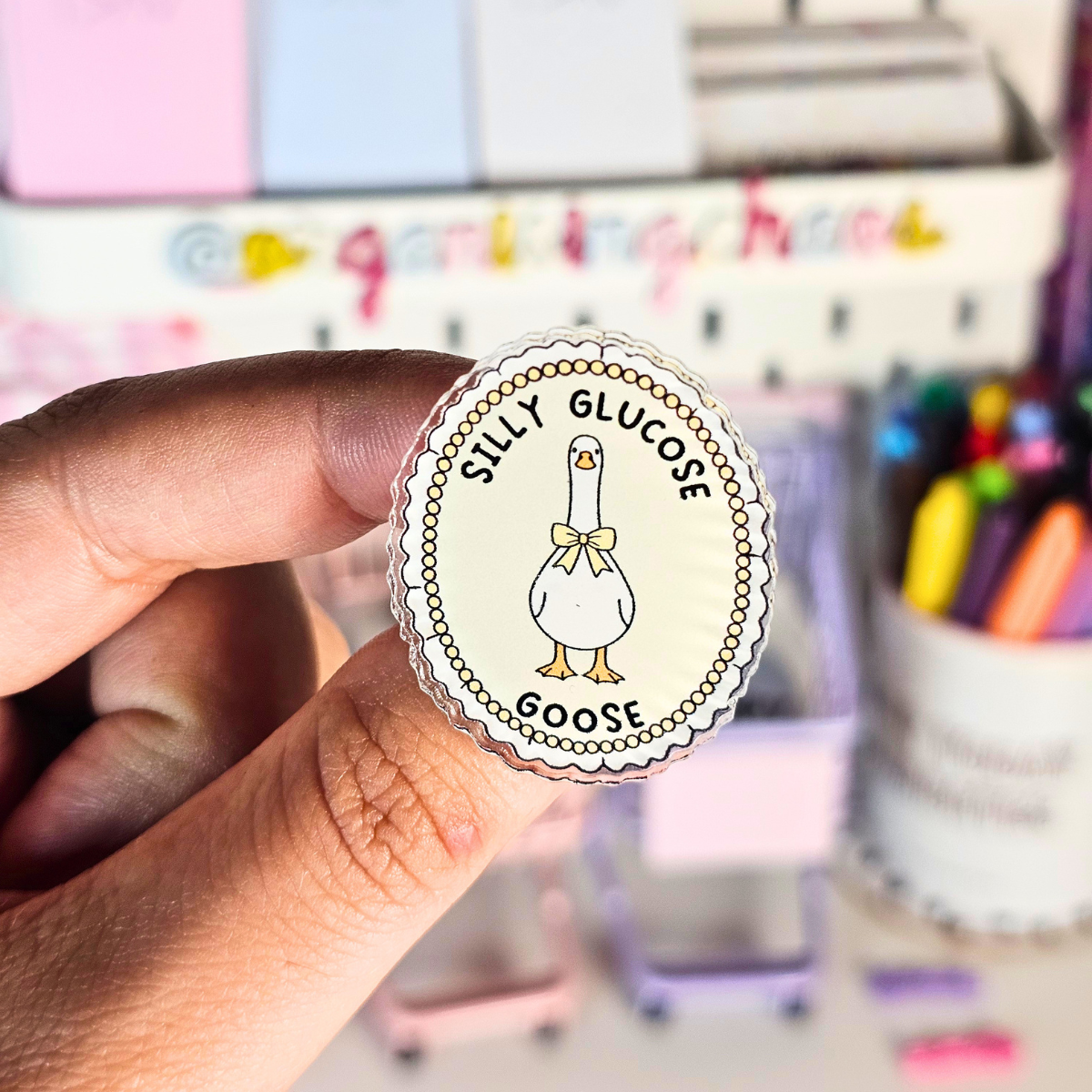 Silly Glucose Goose Pin Badge