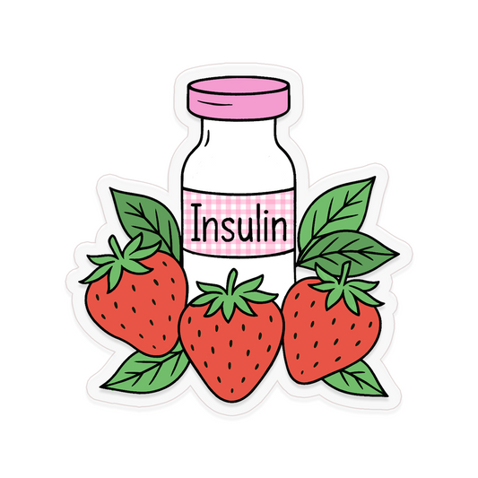 Strawberry Insulin Vial Clear Sticker