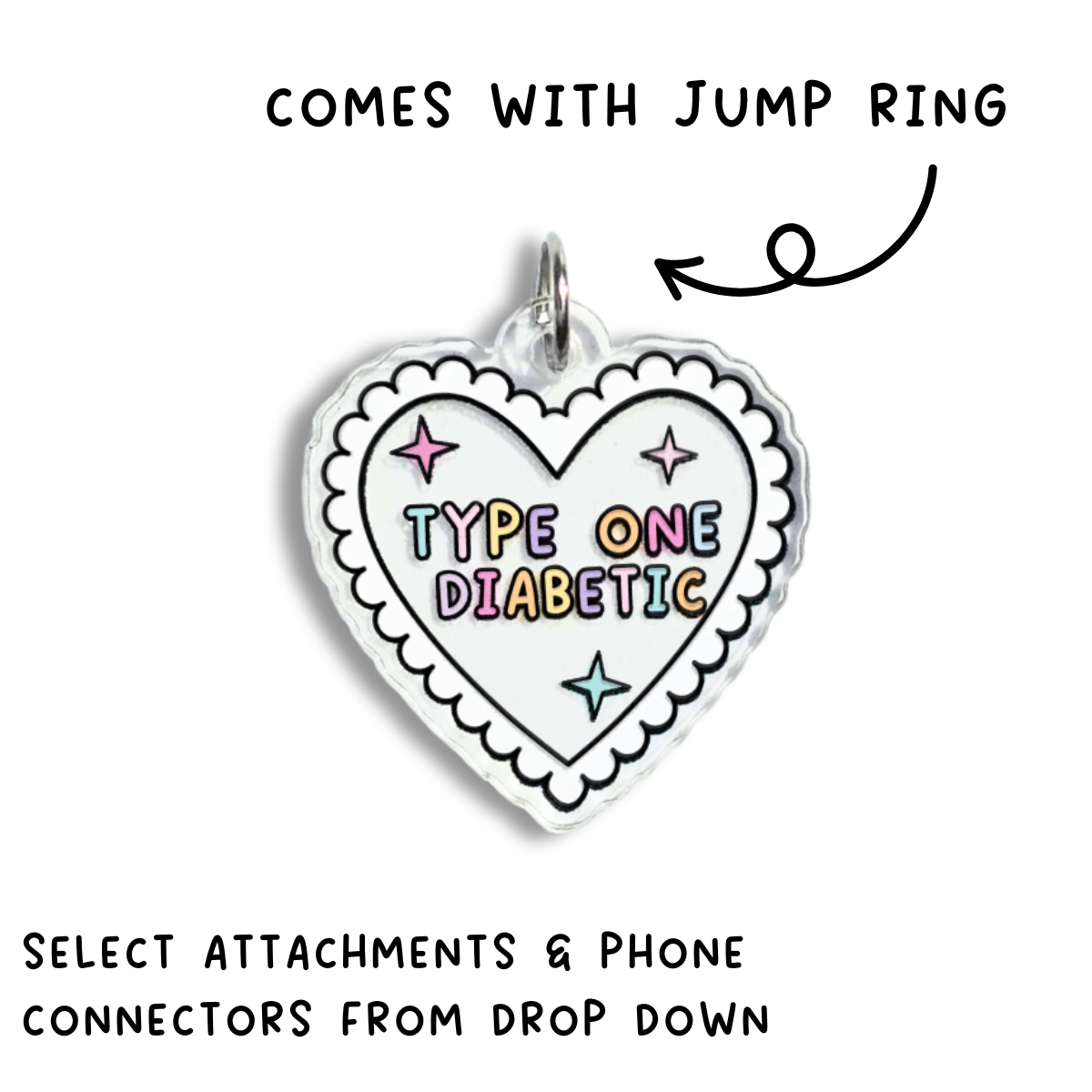 Type One Diabetic Heart Charm