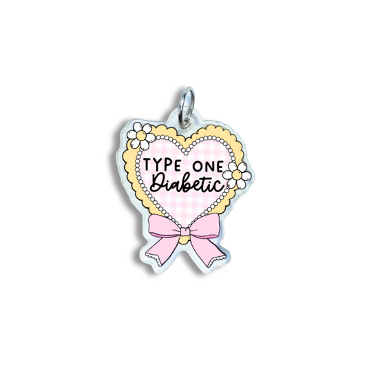 T1D Gingham Heart Charm