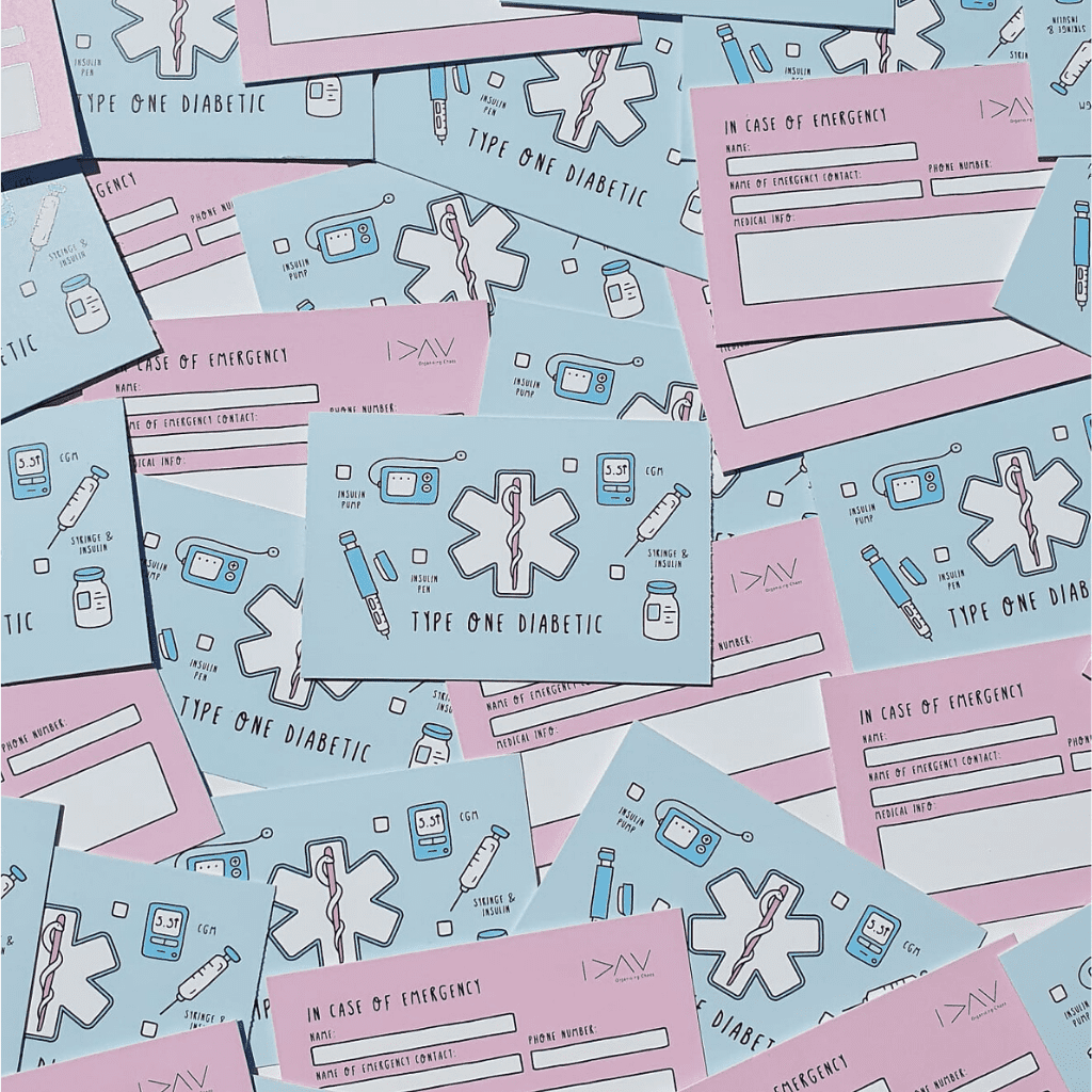 Type One Diabetic Medical Alert Card