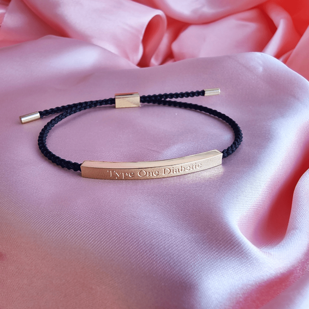 Type One Diabetic Black Rope Bracelet
