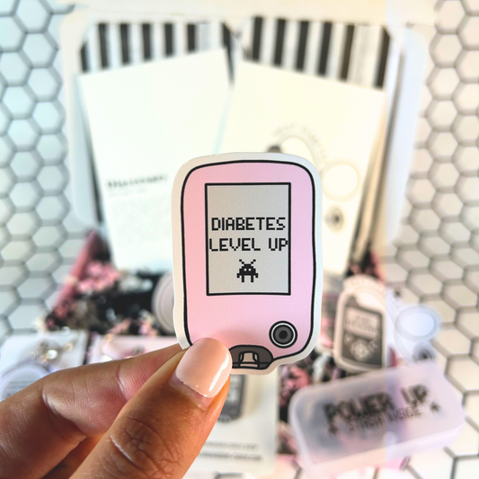 Level Up Glucose Monitor Pink Sticker