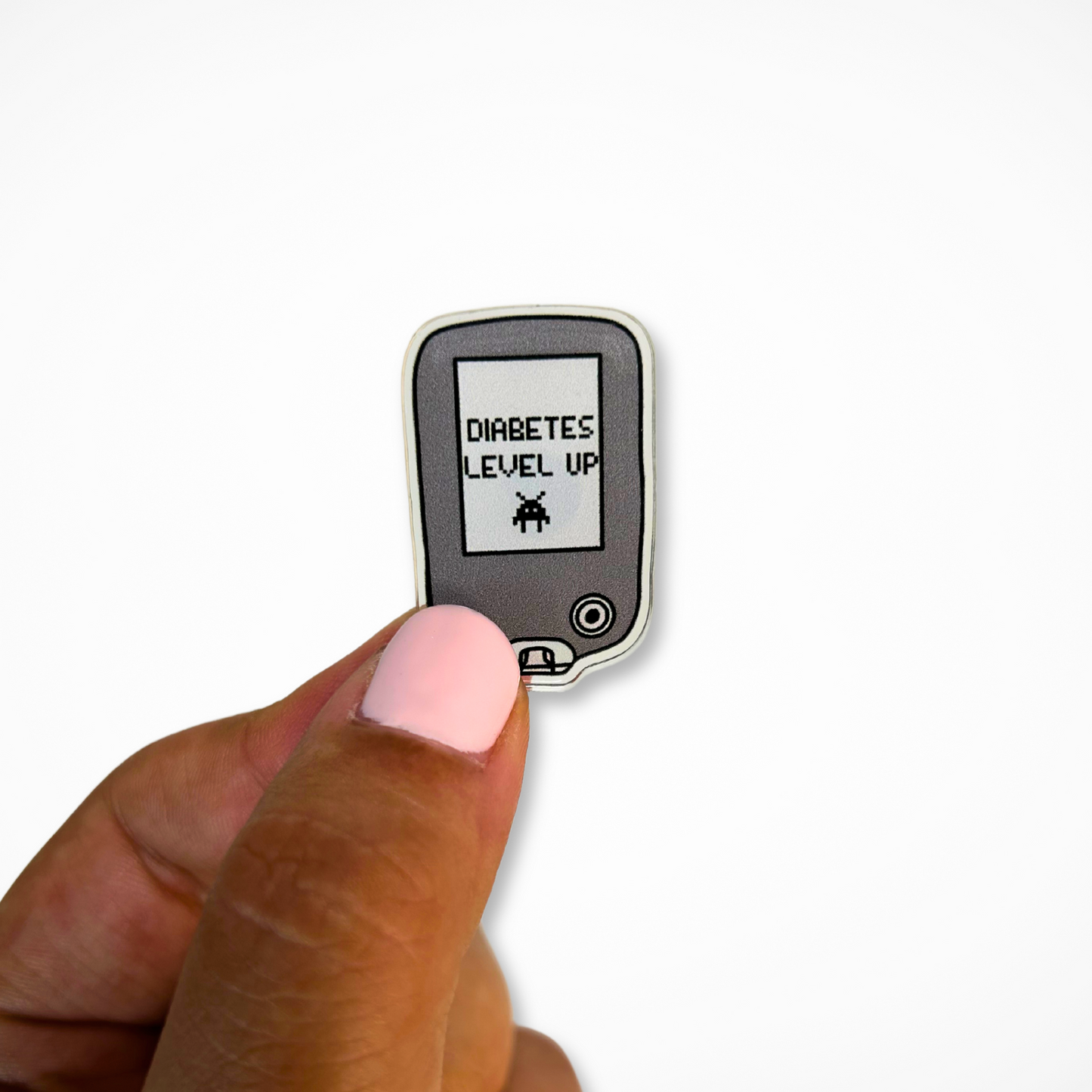 Diabetes Level Up Glucose Monitor Pin Badge