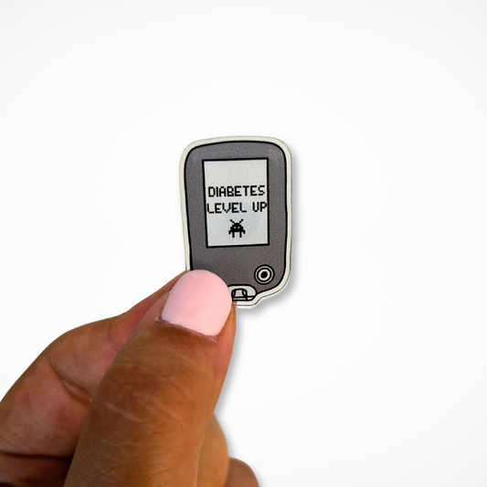 Diabetes Level Up Glucose Monitor Pin Badge