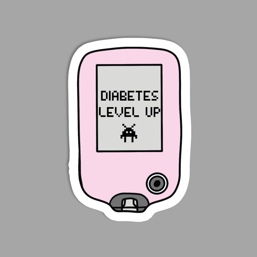 Level Up Glucose Monitor Pink Sticker