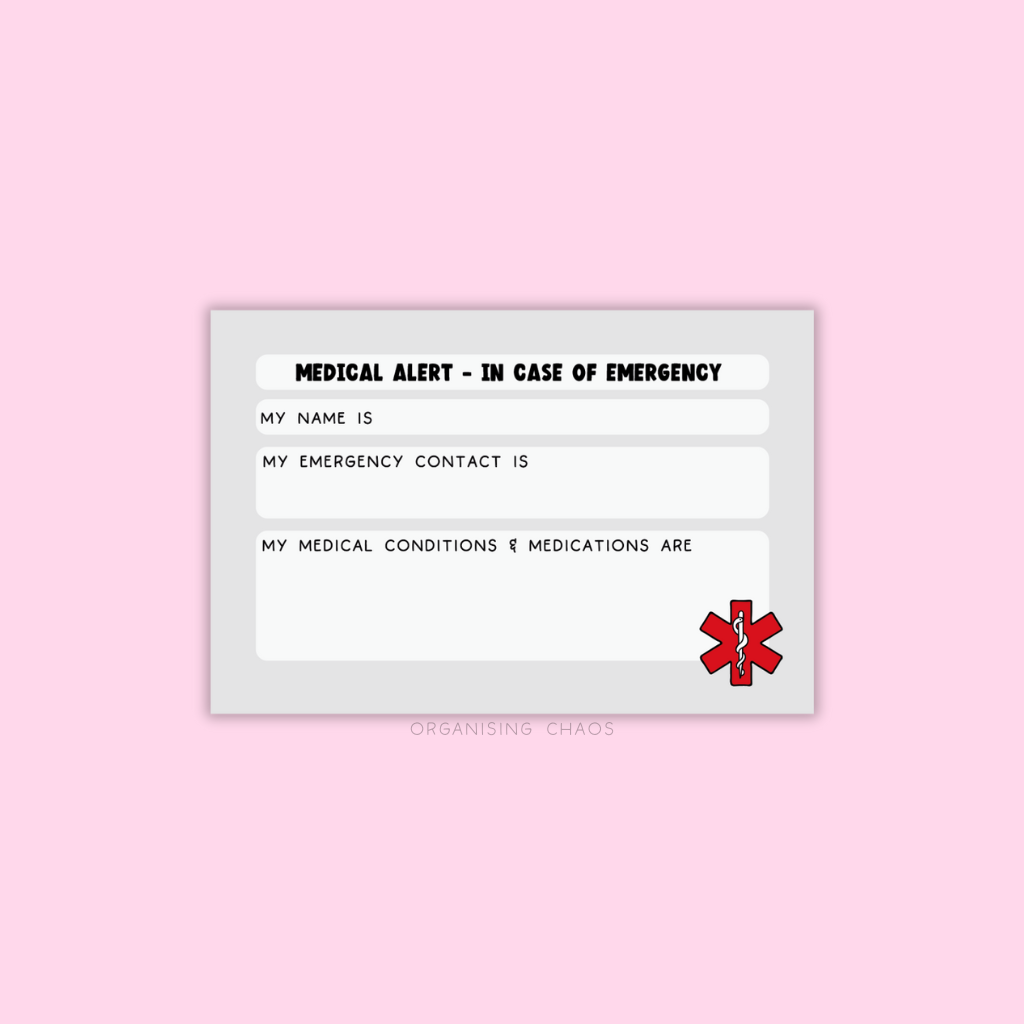 Jelly Baby Medical Alert Card