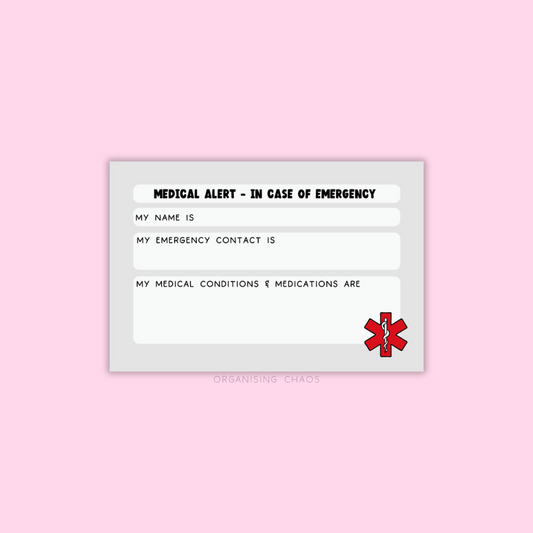Jelly Baby Medical Alert Card