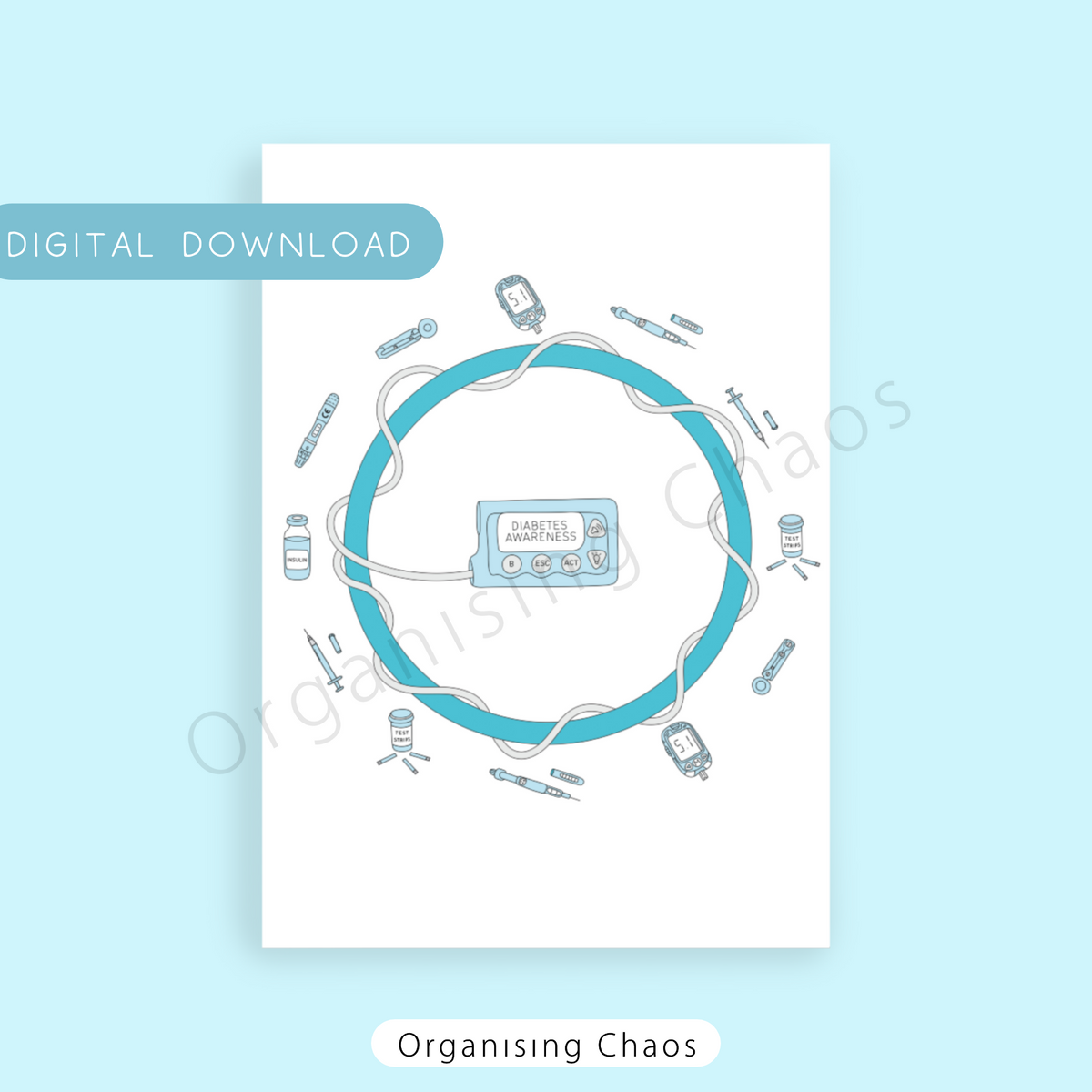Diabetes Awareness Circle Digital Download