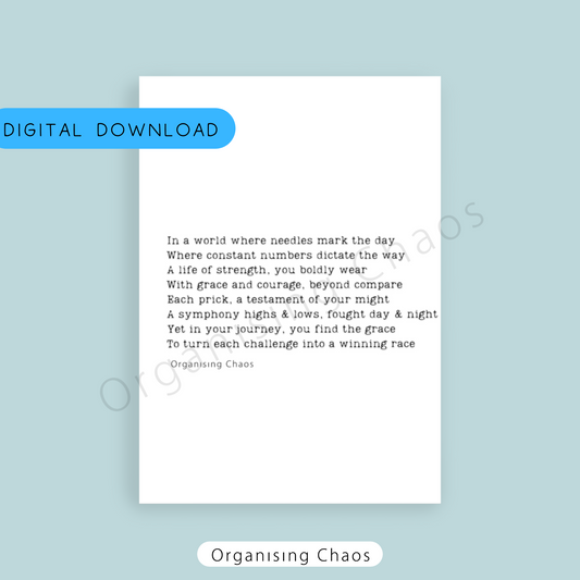 Diabetes Poem Digital Download