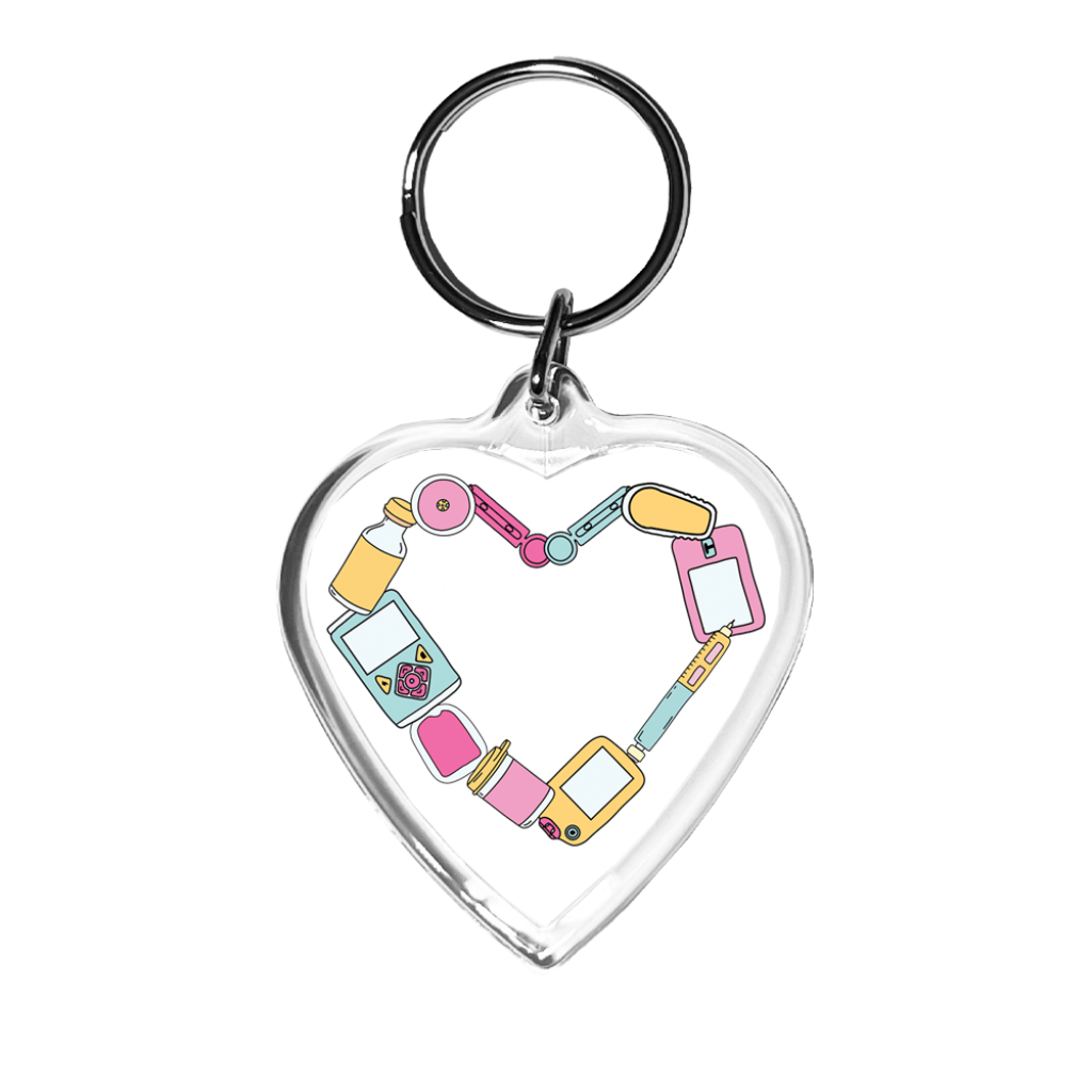 Type One Diabetic Heart Medical Alert Keychain