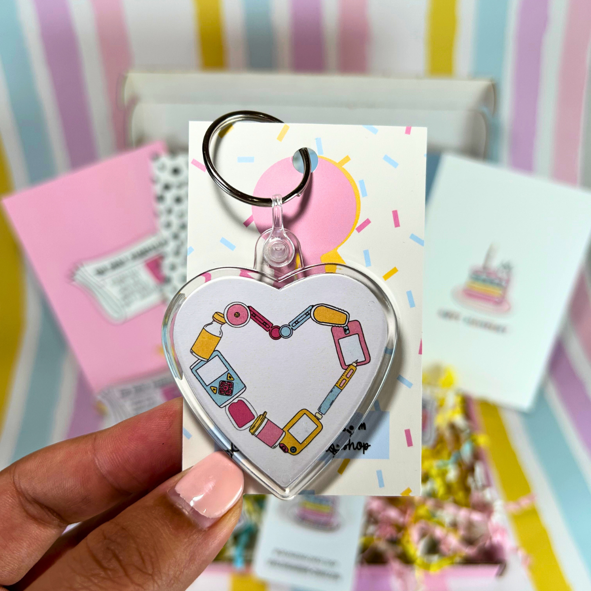 Love Yourself Diabetic Heart Keychain