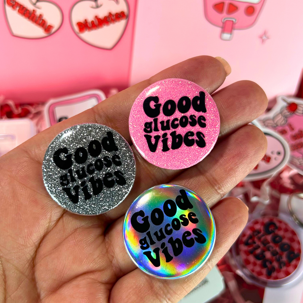 Good Glucose Vibes Diabetic Button Badge