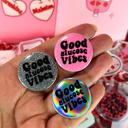 Good Glucose Vibes Diabetic Button Badge