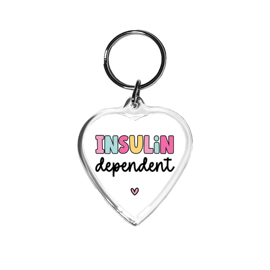 Insulin Dependent Mini Heart Medical Alert Keychain