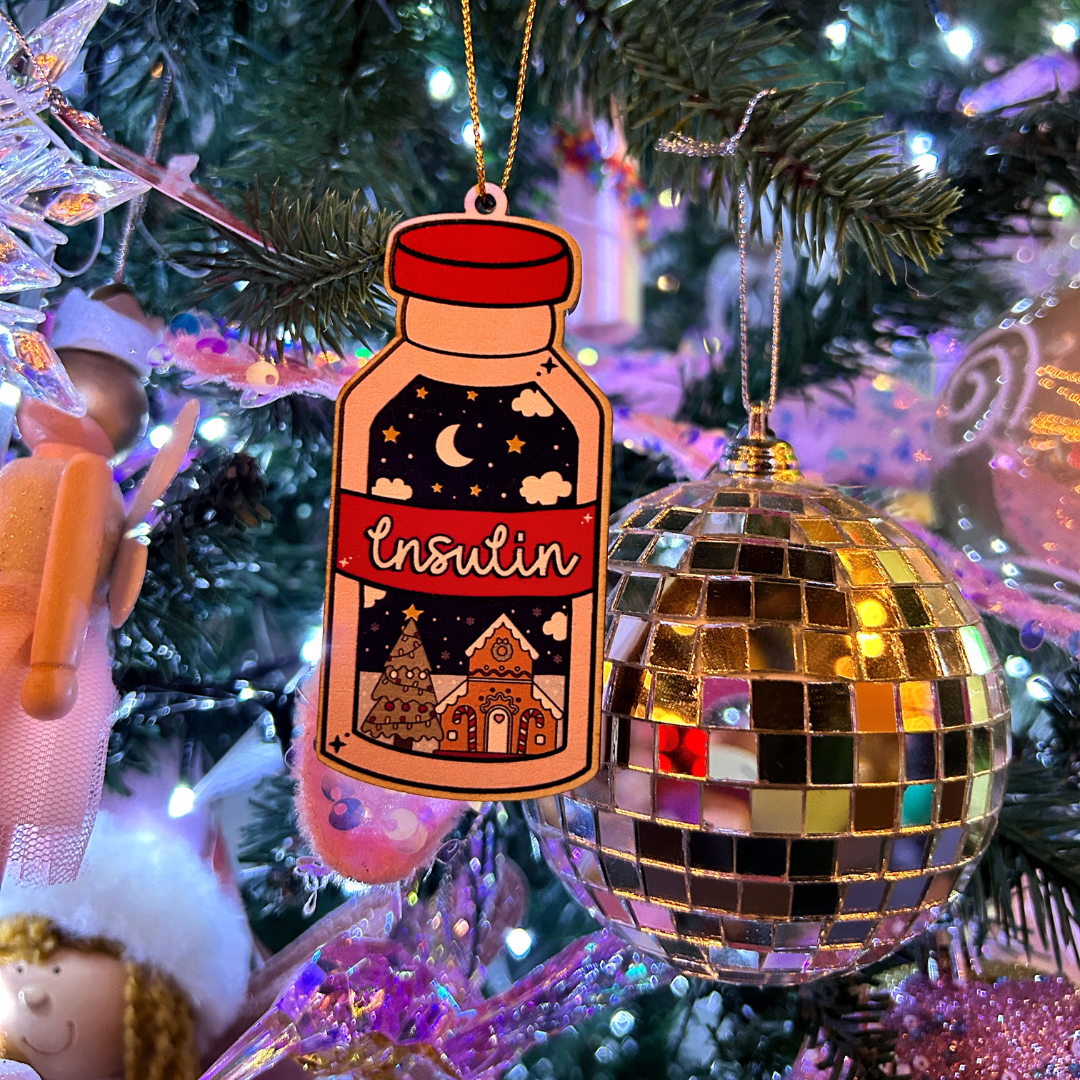 Pink and Red Festive Insulin Vial Decoration