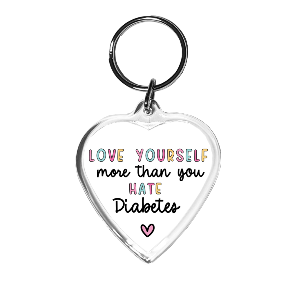 Love Yourself Diabetic Heart Keychain