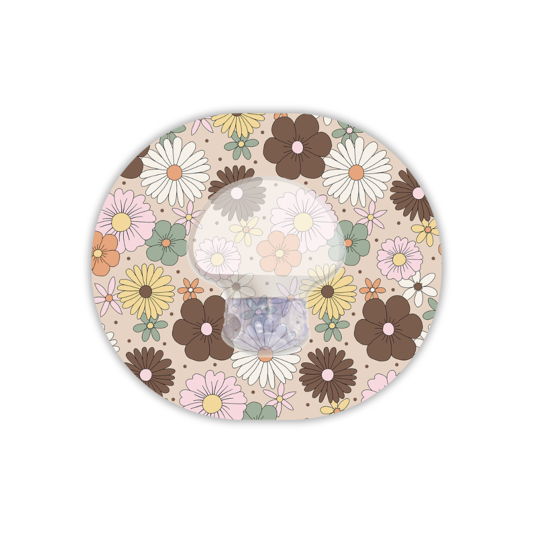 Mocha Retro Flowers Device Patches