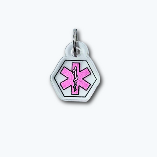 Mini Pink Medical Alert Charm