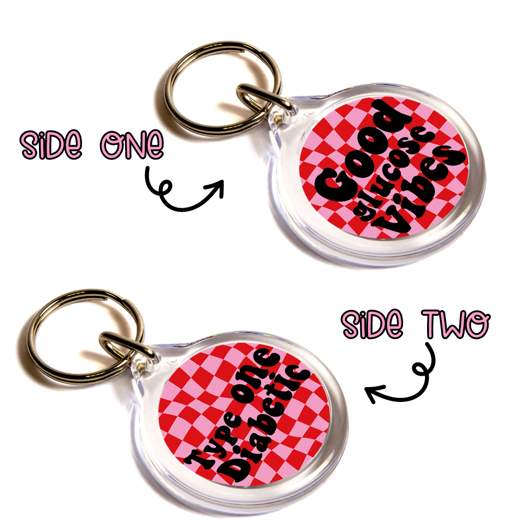 Type One Diabetic - Pink & Red Keychain