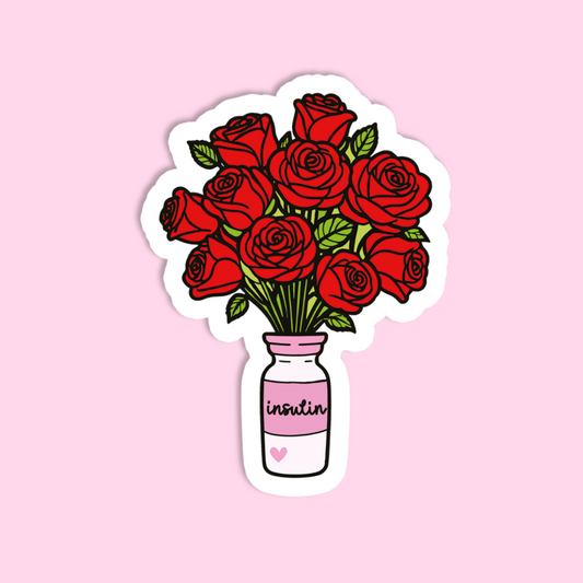 Insulin Rose Vase Sticker