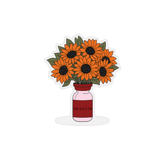 Sunflower Insulin Vase Clear Sticker
