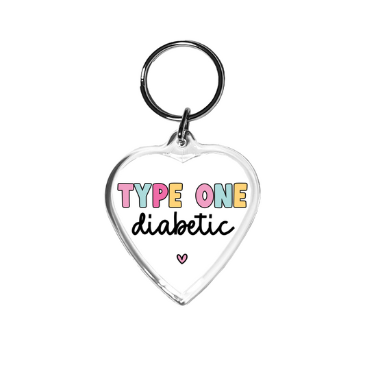 Type One Diabetic Mini Heart Medical Alert Keychain