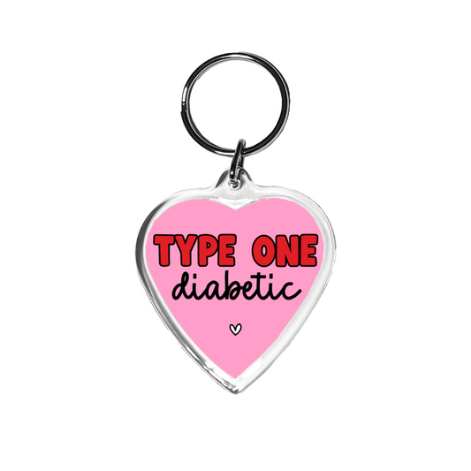 Type One Diabetic Love Heart Keychain