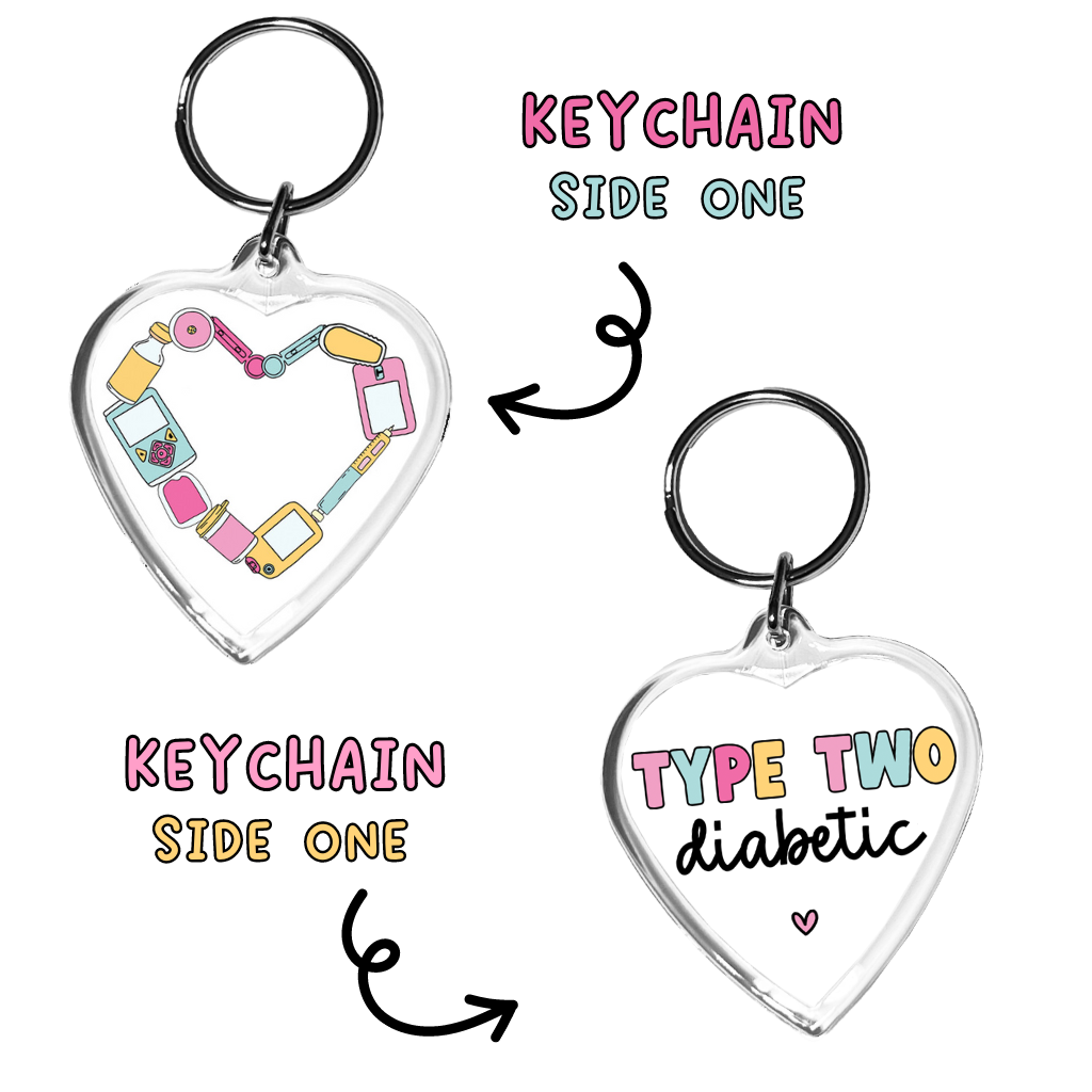 Type Two Diabetic Heart Keychain