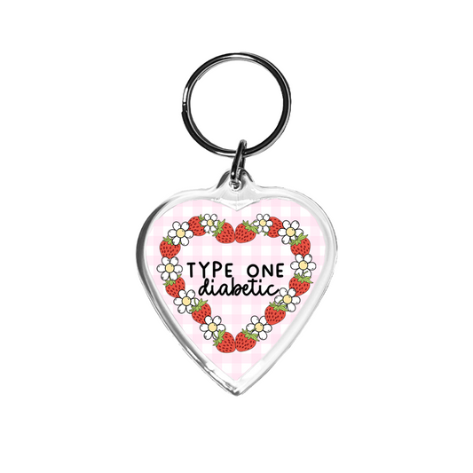 T1D Strawberry Heart Keychain